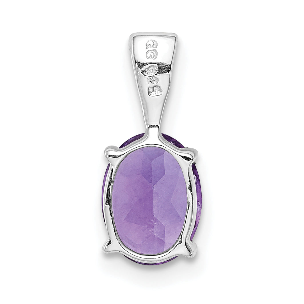 Sterling Silver Rhodium Plated Amethyst Pendant