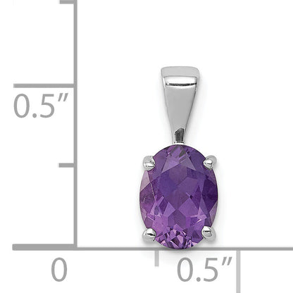Sterling Silver Rhodium Plated Amethyst Pendant