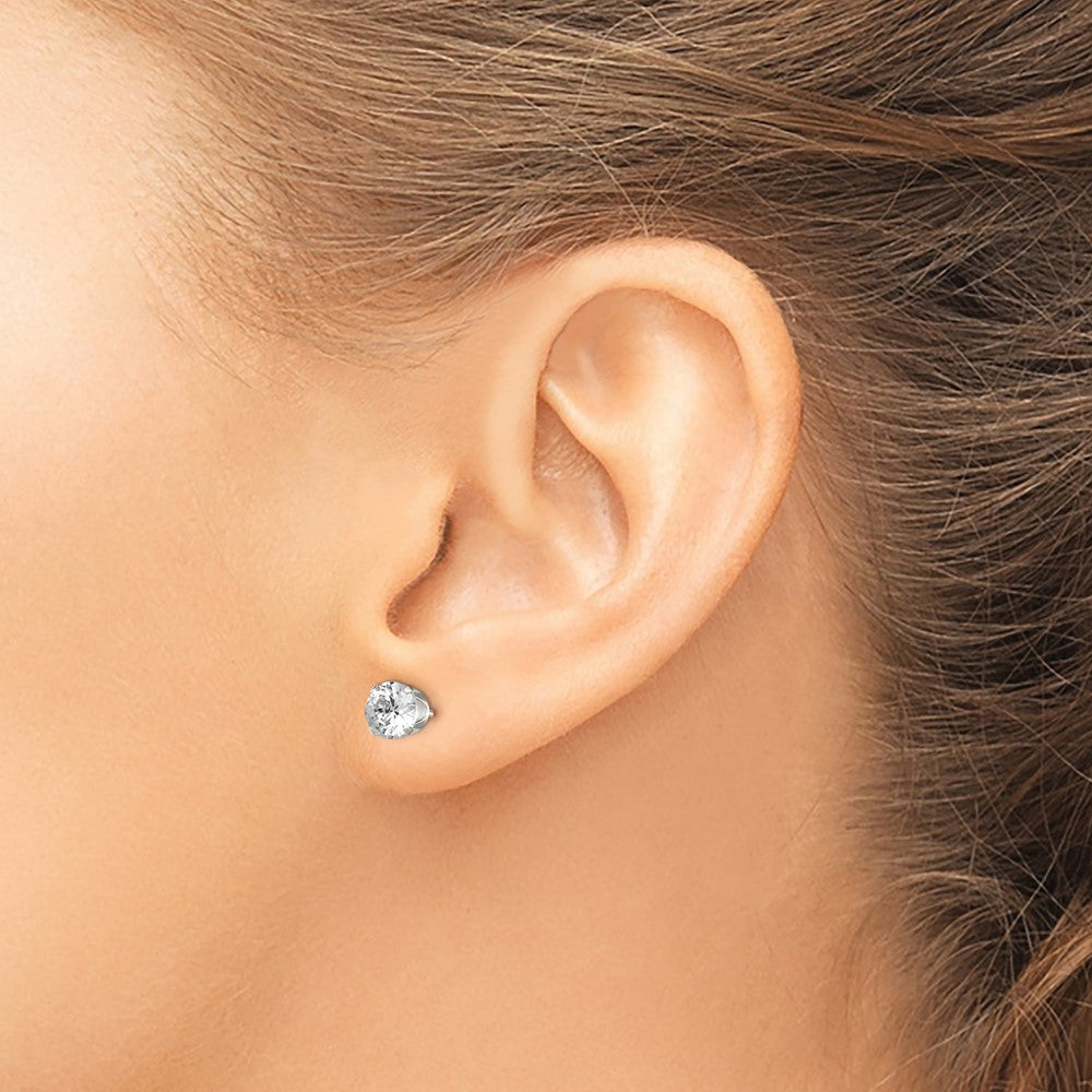 Sterling Silver 5mm Round Snap Set Cz Stud Earrings