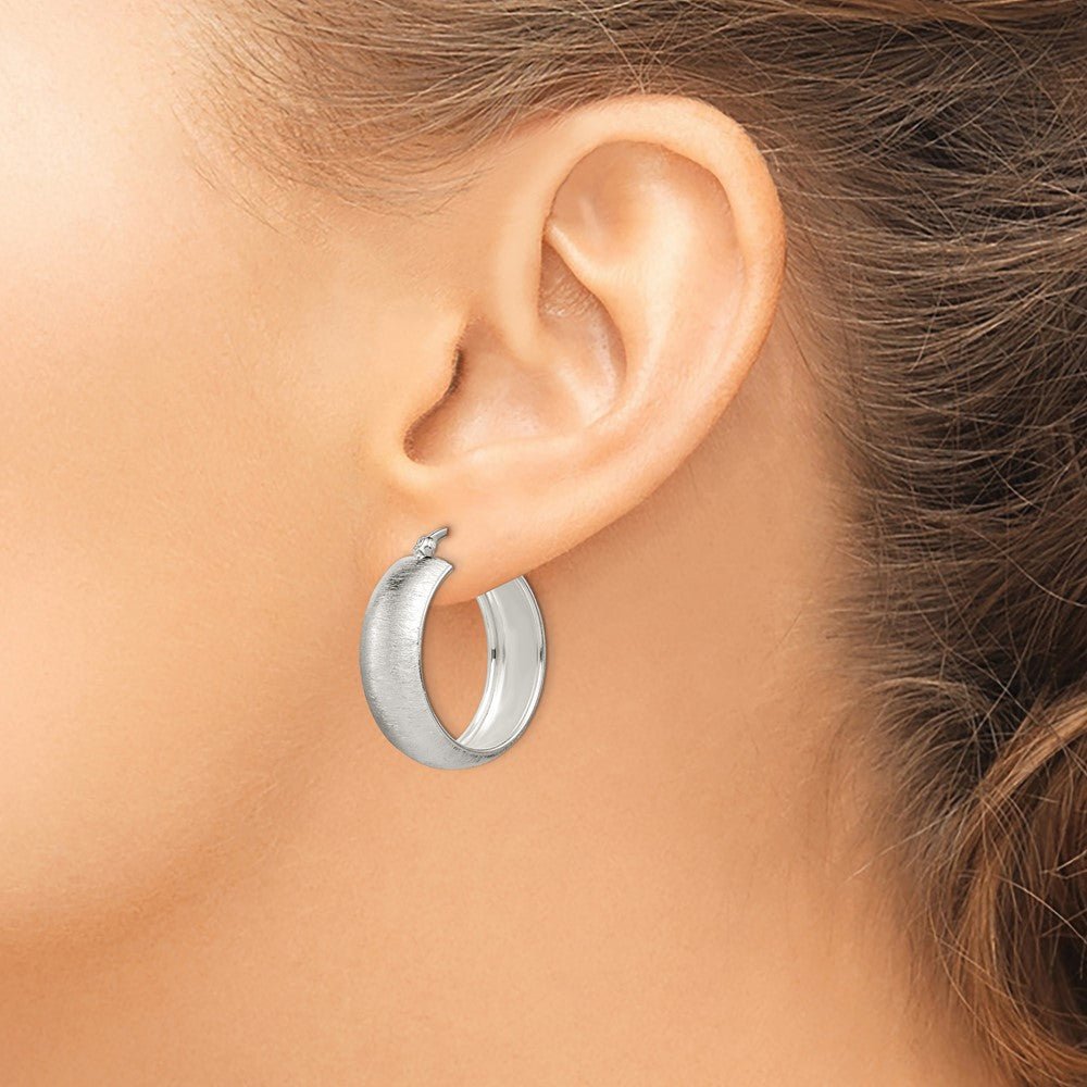 Sterling Silver Polished & Laser-Cut 8.5X25mm Round Hoop Earrings