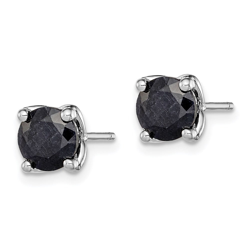 Sterling Silver Rhodium-Plated Black Sapphire Post Earrings
