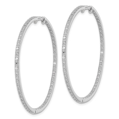 Sterling Silver Rhodium-Plated Diamond In & Out Hoop Earrings