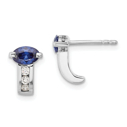 Sterling Silver Periwinkle & White Cz Post Earrings