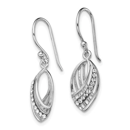 Sterling Silver Rhodium-Plated Crystal Shepherd Hook Earrings