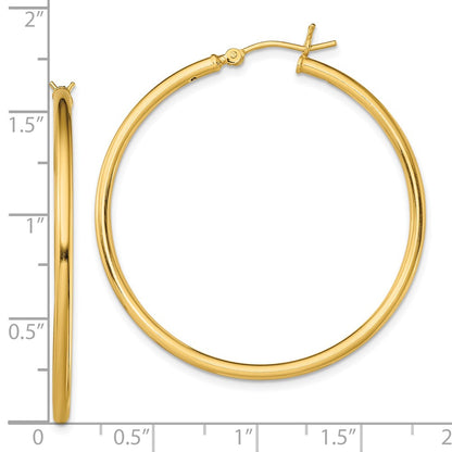 Sterling Silver Gold-Tone Polished 2X40mm Hoop Earrings
