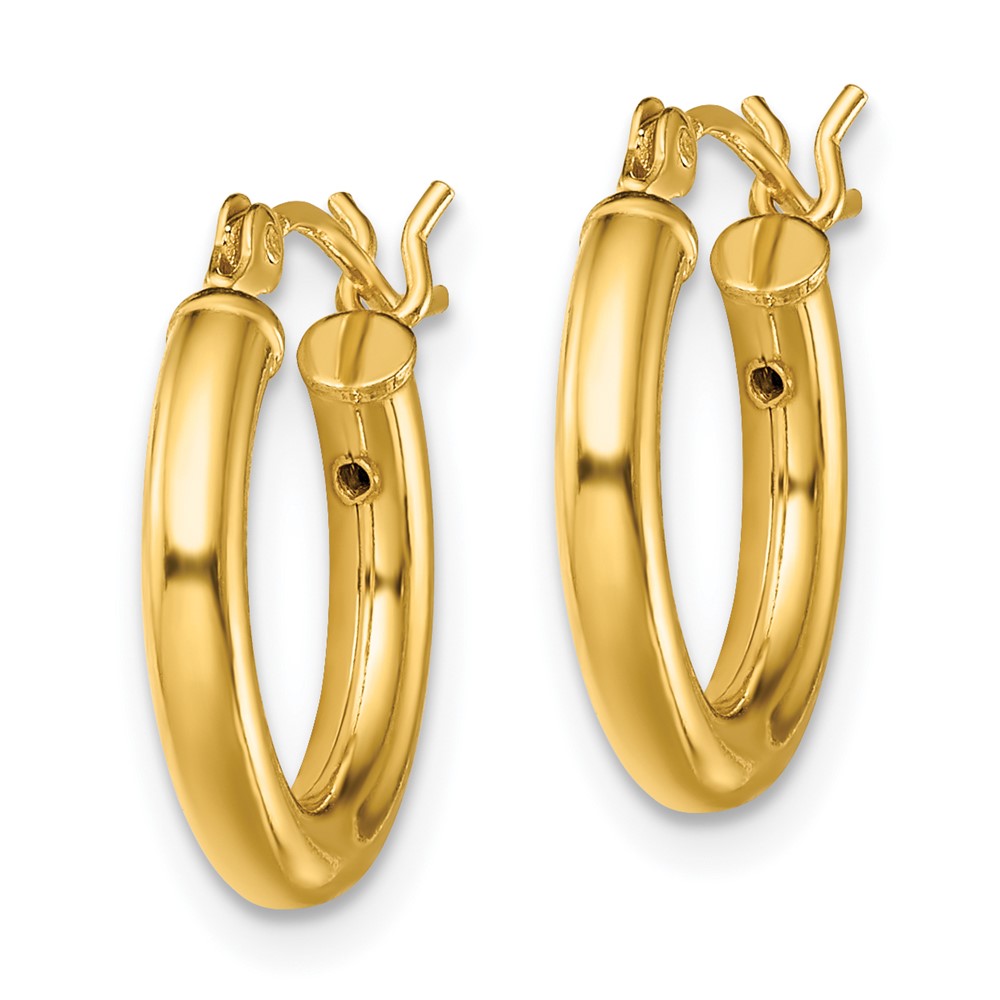 Sterling Silver Gold-Tone Polished 2.5X15mm Hoop Earrings