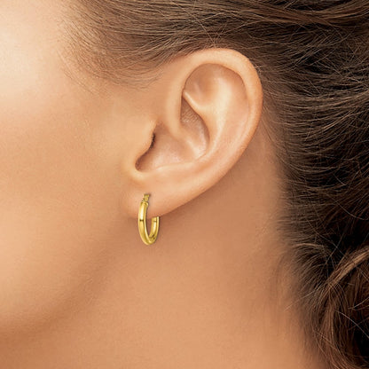 Sterling Silver Gold-Tone Polished 2.5X15mm Hoop Earrings