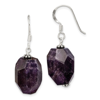 Sterling Silver Amethyst Stone Dangle Earrings