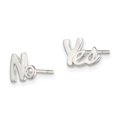 Sterling Silver Polished Left And Right Yes/No Post Earrings