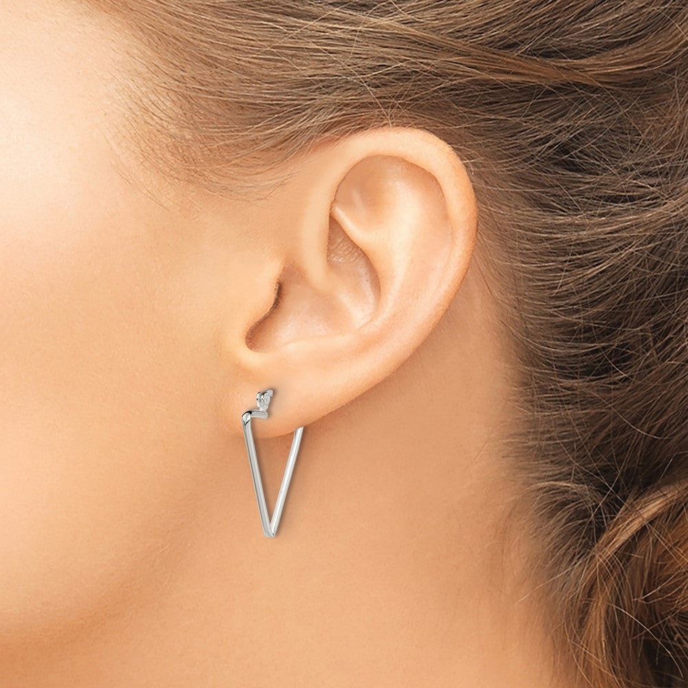 Sterling Silver Polished Triangle Hoop Earrings