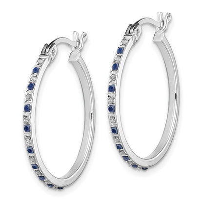 Ss/Gold Plated Diamond Fascination Mystique Sterling Silver 18K Gold-Plated And Sapphire Hoop Earrings