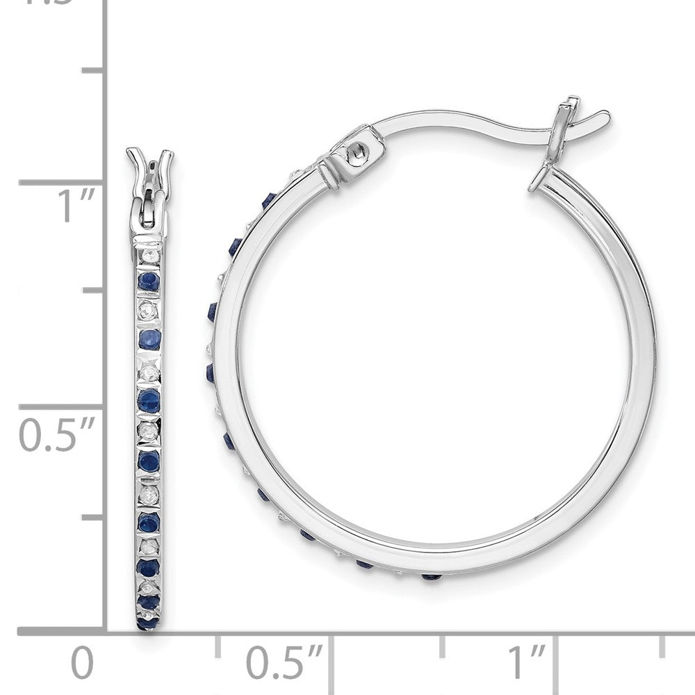 Ss/Gold Plated Diamond Fascination Mystique Sterling Silver 18K Gold-Plated And Sapphire Hoop Earrings
