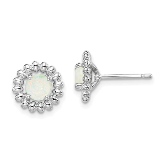 Sterling Silver Rhod-Plat Milky Opal Earrings