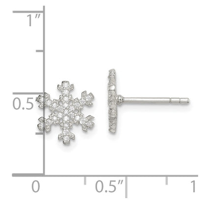 Sterling Silver Cz Snowflake Post Earrings