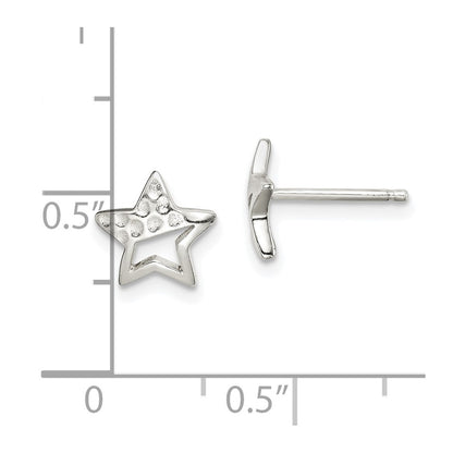 Sterling Silver Hammered Star Post Earrings