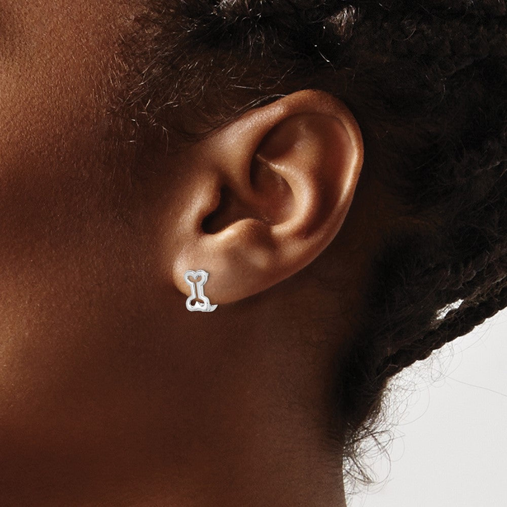 Sterling Silver Rhodium-Plated Bone Hinged Hoop Earrings