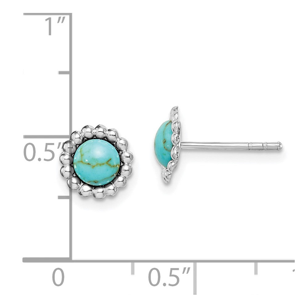 Sterling Silver Rhodium-Plated Created Turquoise Post Earrings