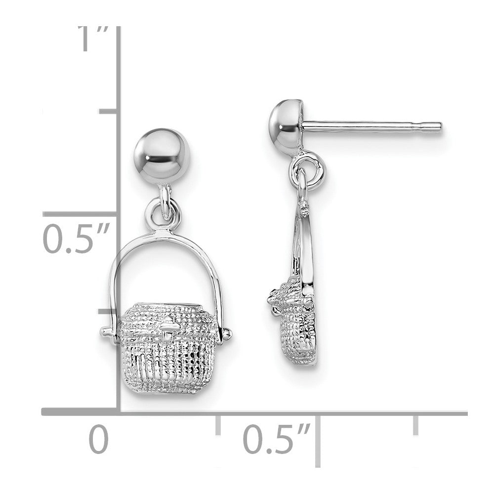 Sterling Silver De-Ani Rhodium-Plated Polished Nantucket Basket Post Earrings