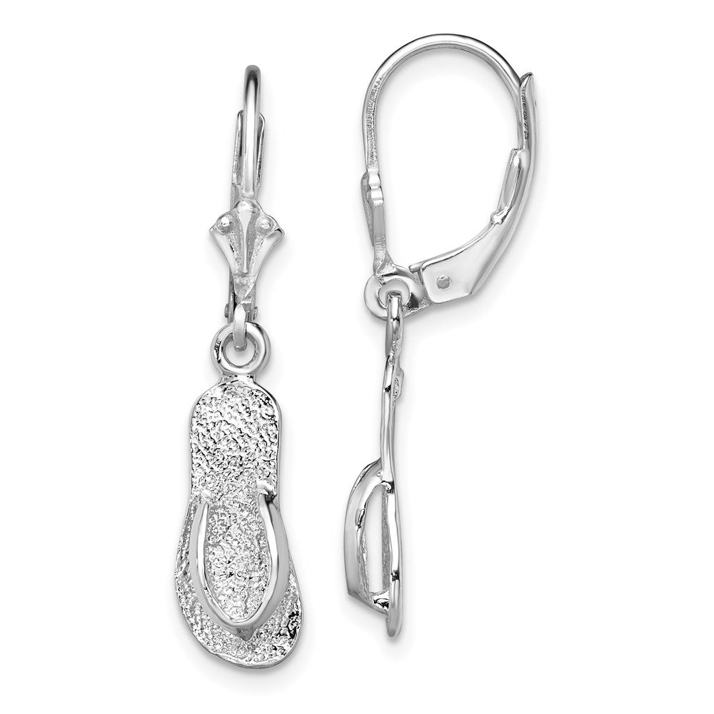 Sterling Silver De-Ani Rhodium-Plated Polished Large Flip-Flop Leverback Earrings