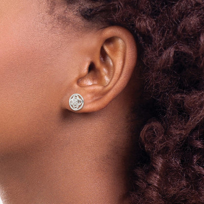 Sterling Silver Cz Root Chakra Filigree Post Earrings