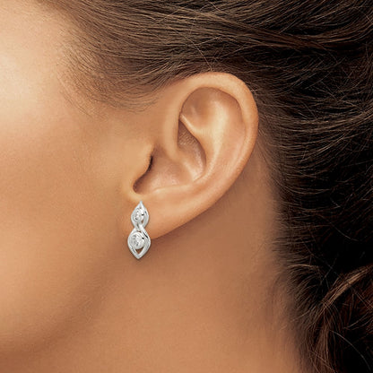 Sterling Silver Polished Cz Post Dangle Earrings