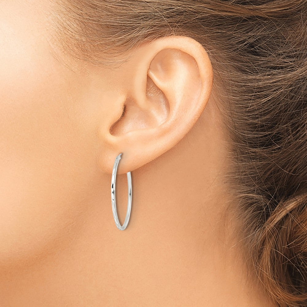 Sterling Silver Diamond-Cut 1.5X30mm Endless Tube Hoop Earrings