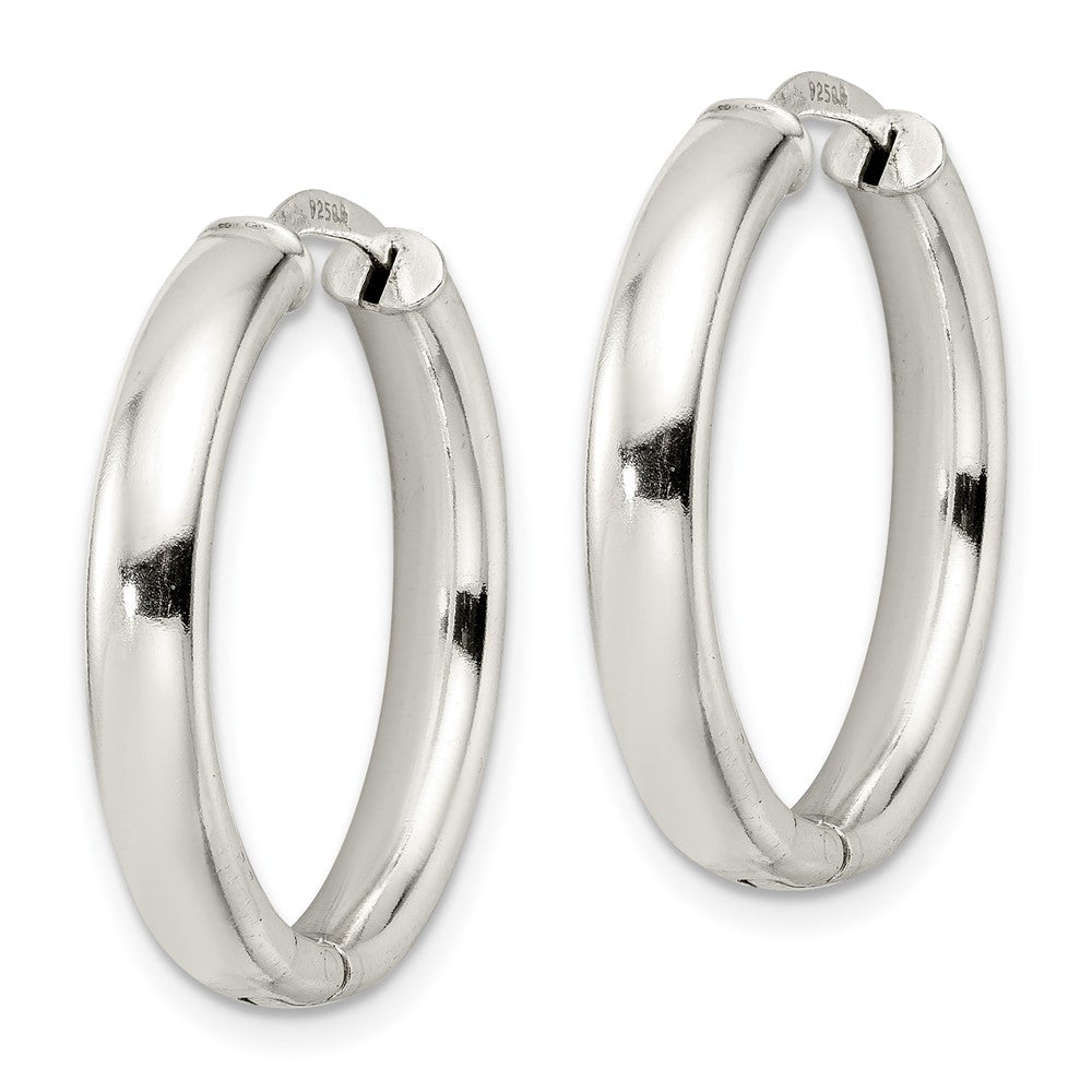 Sterling Silver Polished 3.5X25mm Hinged Tube Hoop Earrings