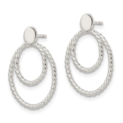 Sterling Silver W/2 Oval Jackets Button Post Earrings