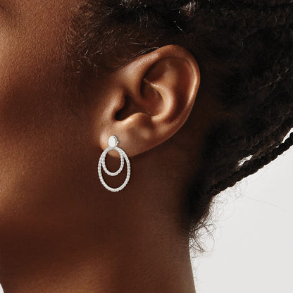 Sterling Silver W/2 Oval Jackets Button Post Earrings