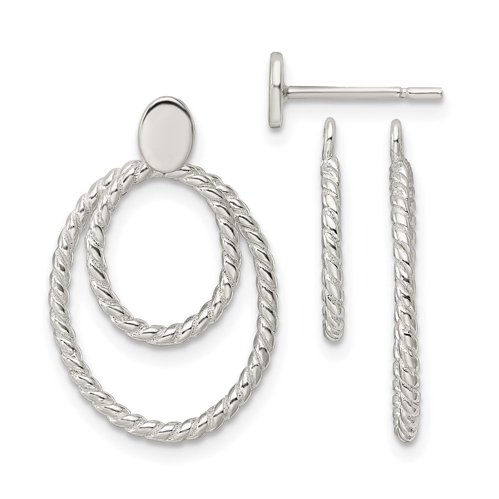 Sterling Silver W/2 Oval Jackets Button Post Earrings