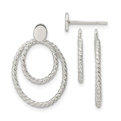 Sterling Silver W/2 Oval Jackets Button Post Earrings