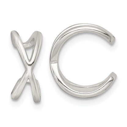 Sterling Silver Polished Criss Cross Pair of Ear Cuffs