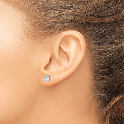 Sterling Silver 5mm Princess Basket Set Cz Stud Earrings