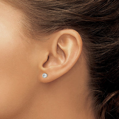 Sterling Silver Polished 4mm Round Cz Bezel Set Stud Earrings