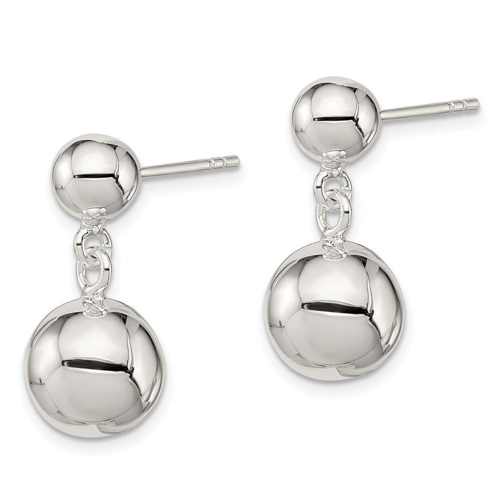 Sterling Silver Round Bead Dangle Post Earrings