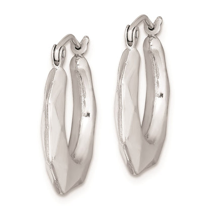 Sterling Silver Rhodium-Plated Polished Hollow Hoop Earrings