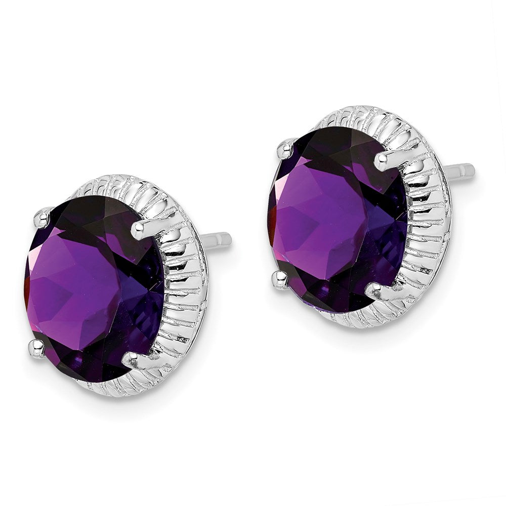 Sterling Silver Rhodium-Plated Amethyst Earrings