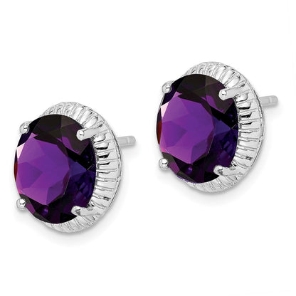 Sterling Silver Rhodium-Plated Amethyst Earrings