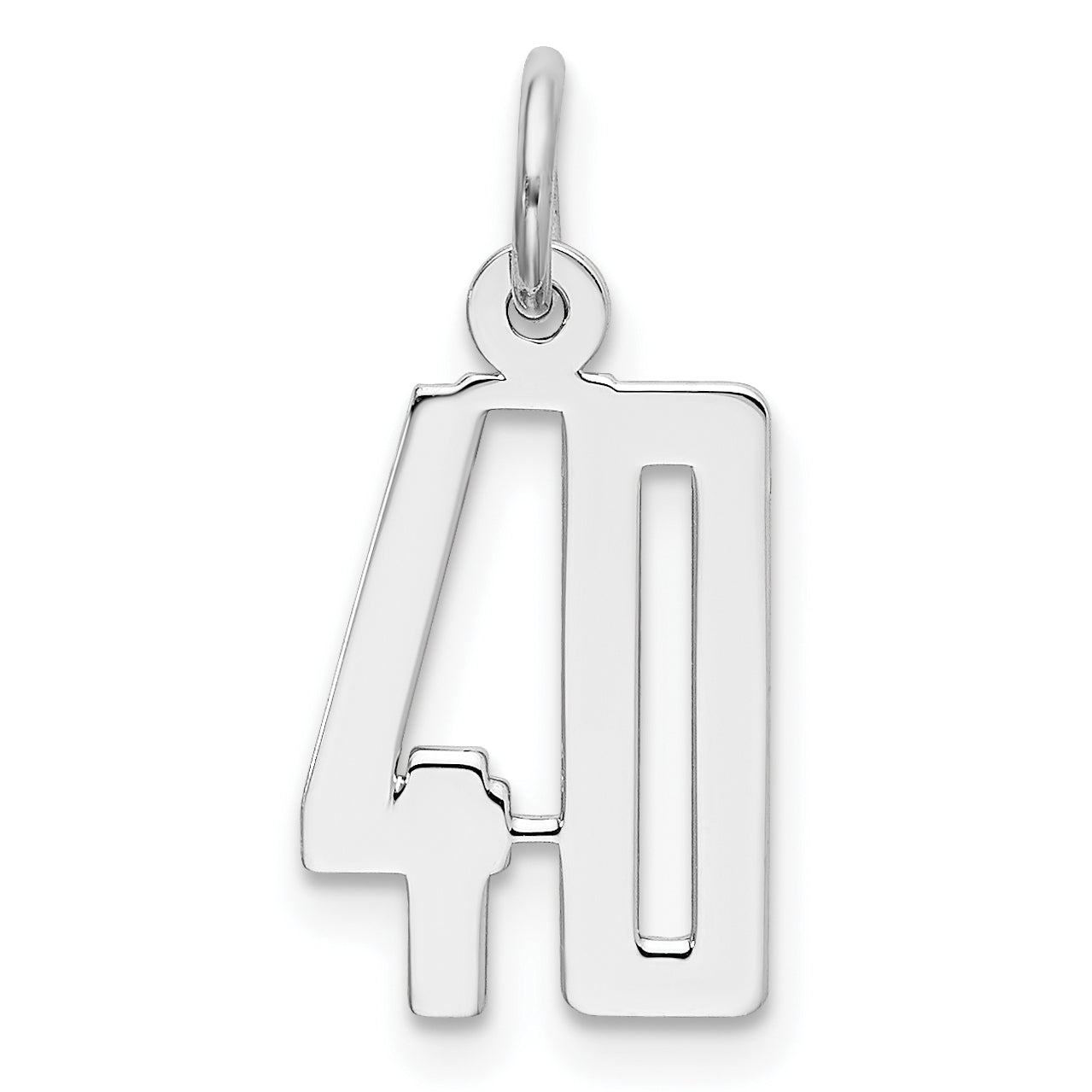 Sterling Silver Silver/Rhodium-Plated Elongated Number 40 Charm (QES40 ...