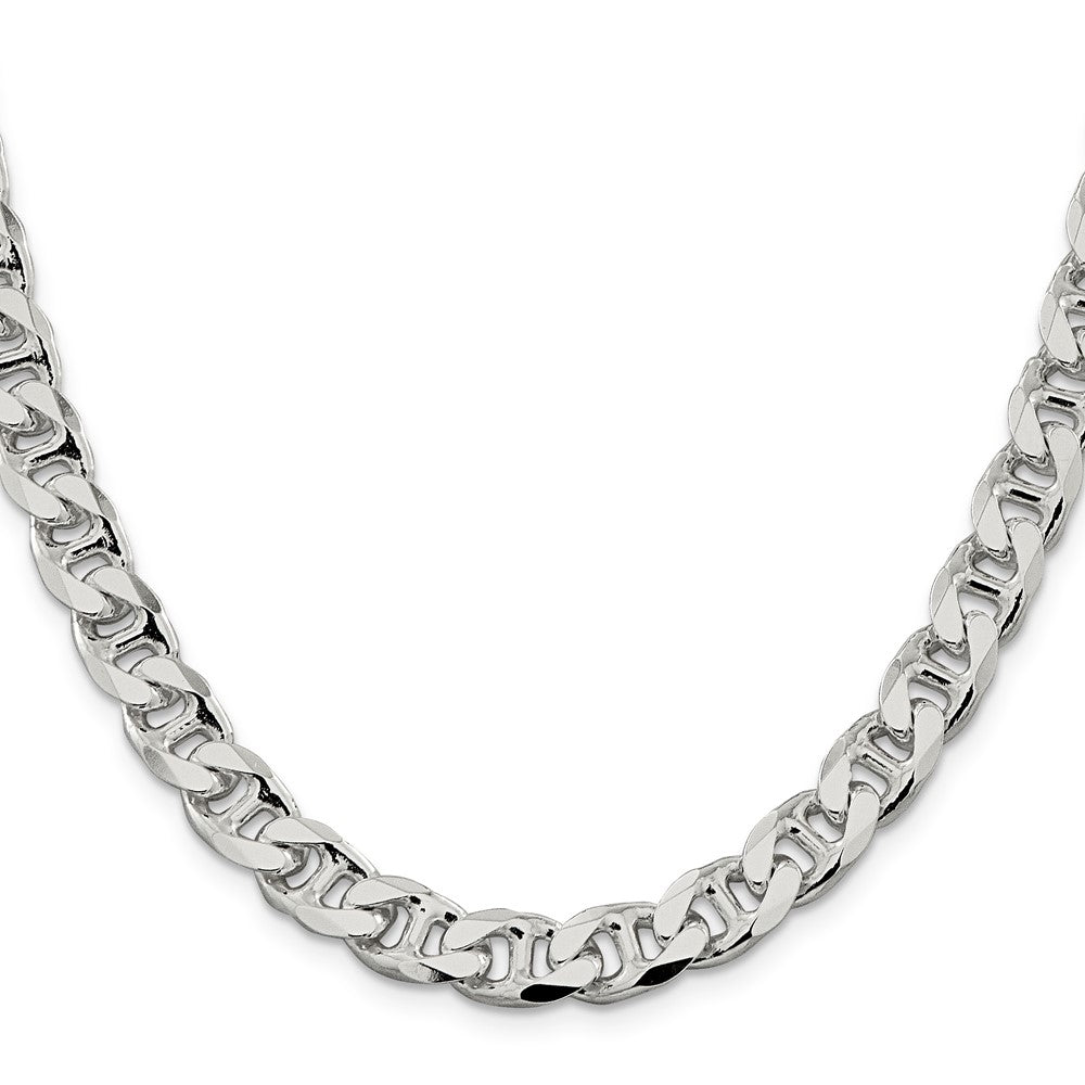 Sterling Silver 9mm D/C Flat Anchor Curb Chain Necklace
