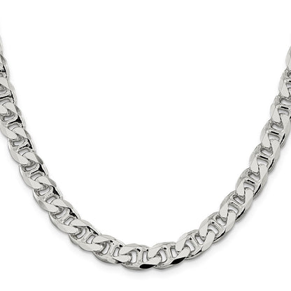 Sterling Silver 9mm D/C Flat Anchor Curb Chain Necklace