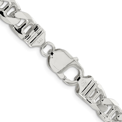 Sterling Silver 9mm D/C Flat Anchor Curb Chain Necklace