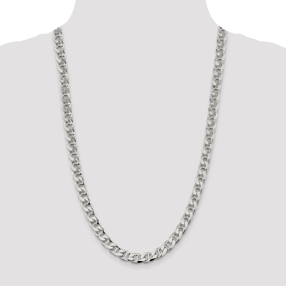 Sterling Silver 9mm D/C Flat Anchor Curb Chain Necklace