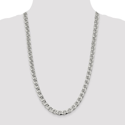 Sterling Silver 9mm D/C Flat Anchor Curb Chain Necklace