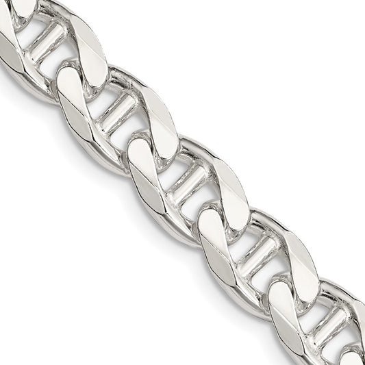 22 Inch Sterling Silver 9mm D/C Flat Anchor Curb Chain Necklace