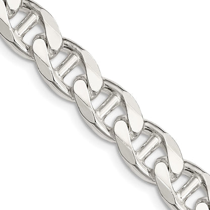 Sterling Silver 9mm D/C Flat Anchor Curb Chain Necklace