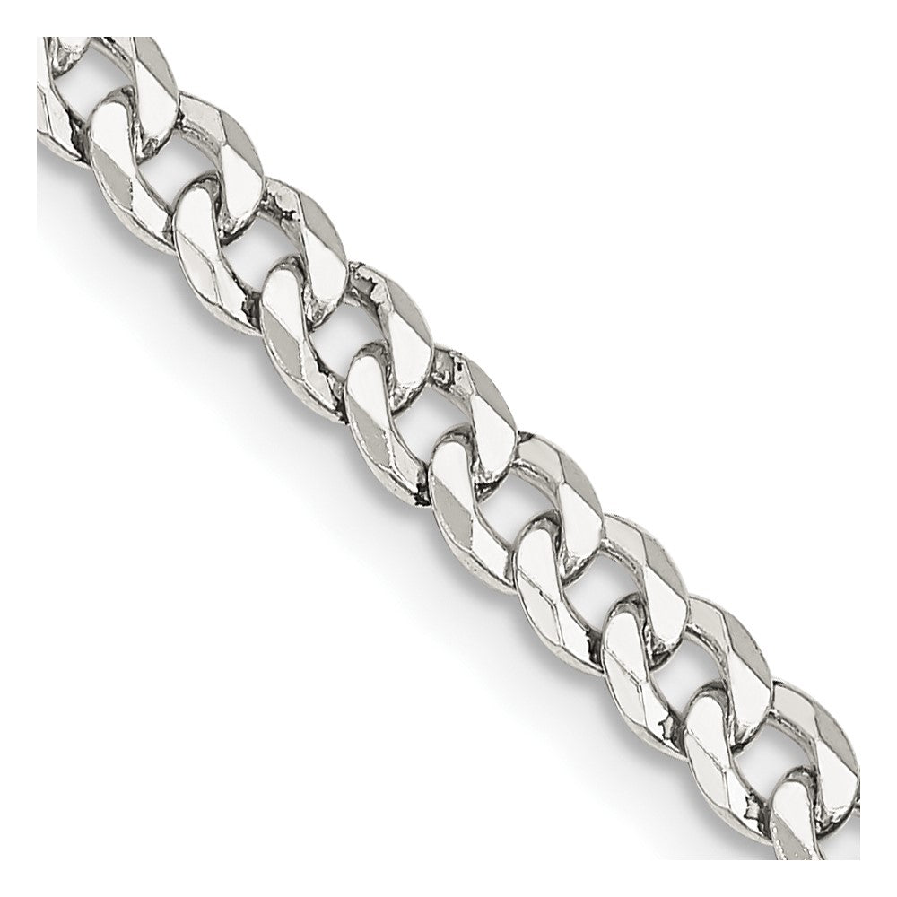 26 Inch Sterling Silver 4mm Beveled Curb Chain Necklace (QFB100-26 ...