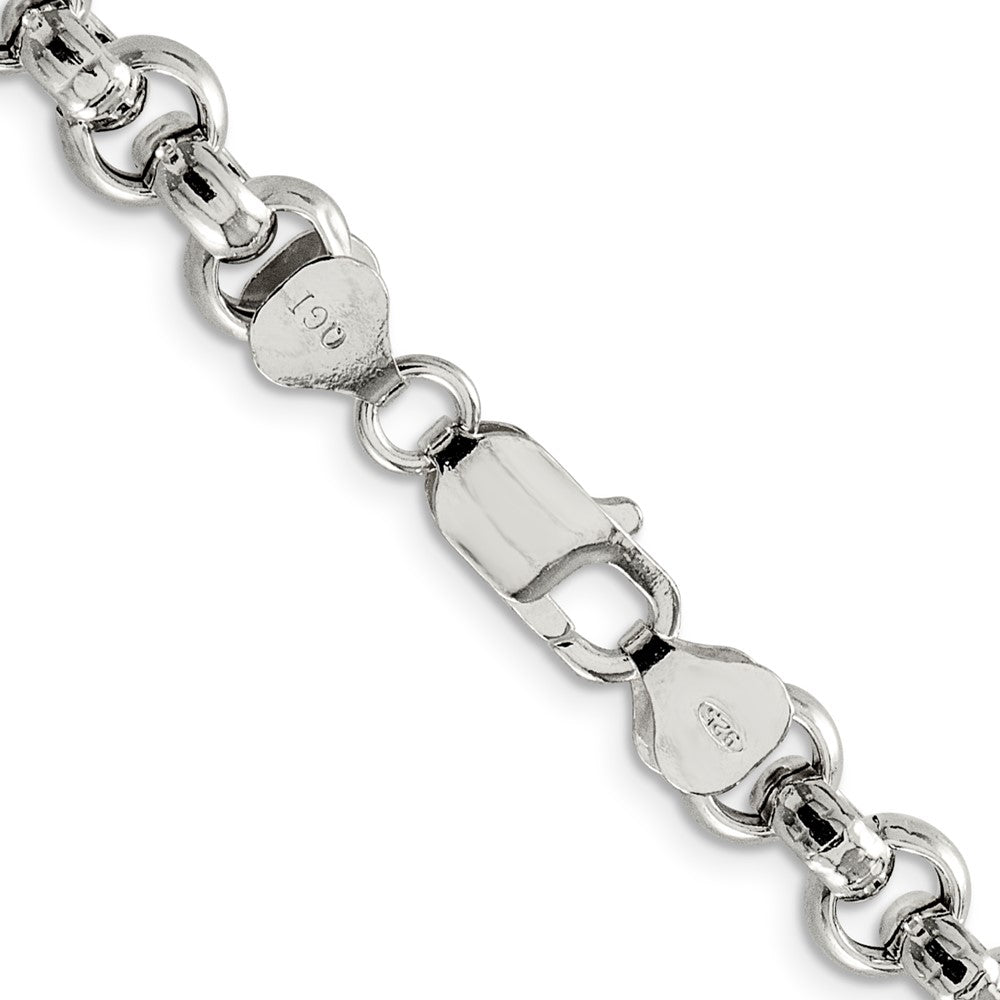 24 Inch Sterling Silver 7.75mm Semi-Solid Rolo Chain Necklace