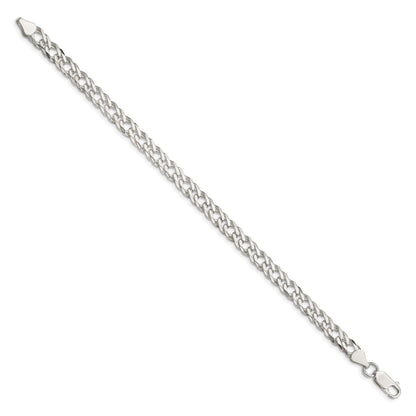 7 Inch Sterling Silver 6.25mm 6 Side D/C Flat Double Curb Chain Bracelet
