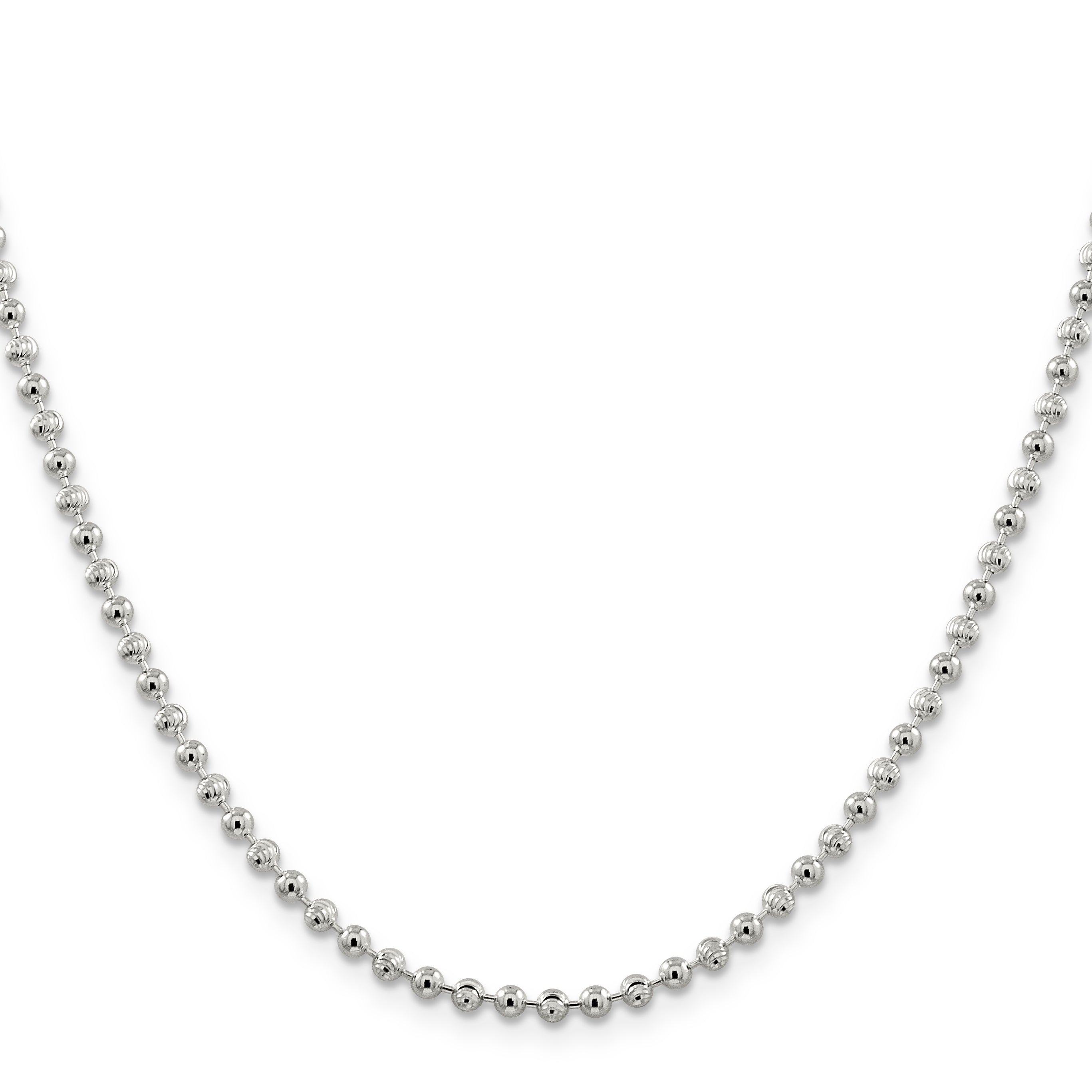18 Inch Sterling Silver 3mm Fancy Beaded Chain Necklace